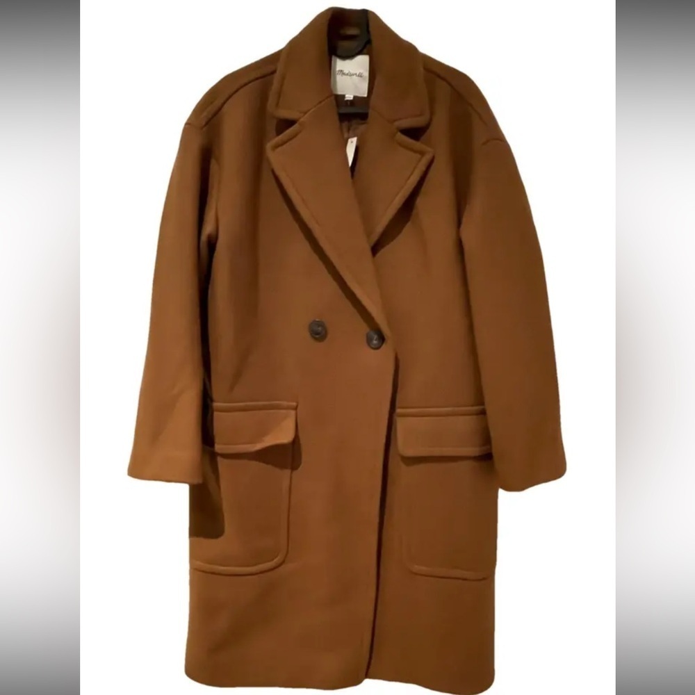 Madewell Averdon Coat in Insuluxe fabric XS Brown Double-Breasted WOOL